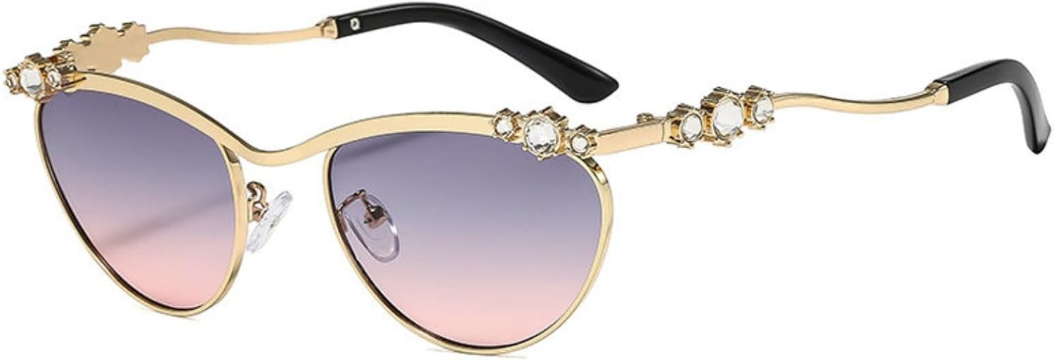 

Солнцезащитные очки Willochra Chic Bling с блестками для женщин, овальные, с бриллиантами, в форме «кошачий глаз», с защитой от УФ-излучения UV400, модные металлические очки, C6