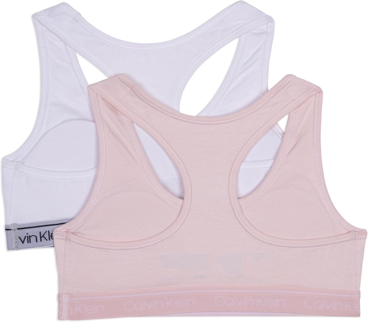Мягкий хлопковый бюстгальтер-бралетт Calvin Klein для девочек со спинкой-борцовкой, упаковка, Crypink/White — фото 2