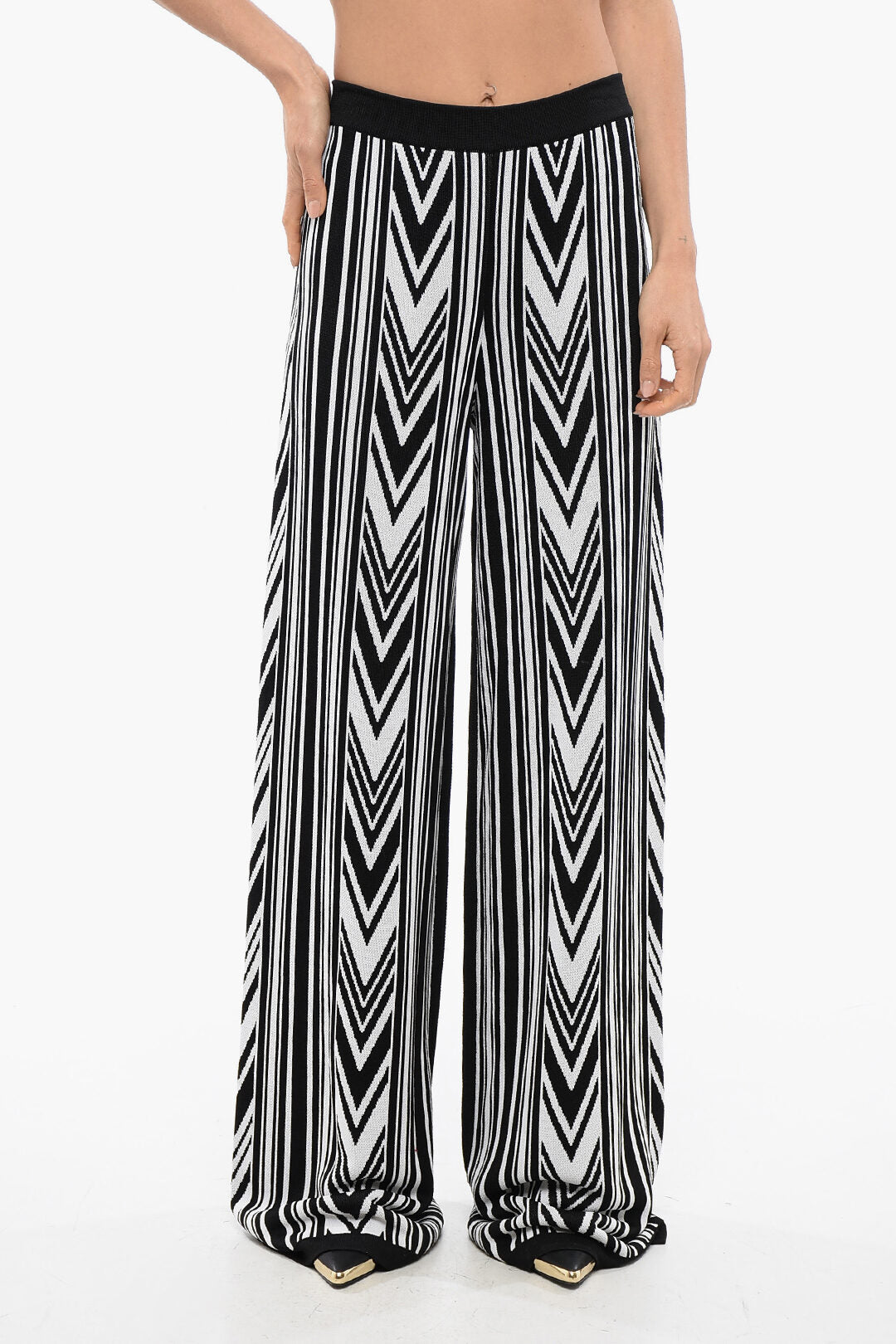 

Широкие брюки Balmain с геометрическим узором, черный/белый