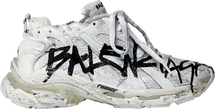 Кроссовки Balenciaga Wmns Runner Sneaker 'Graffiti - White Black', белый