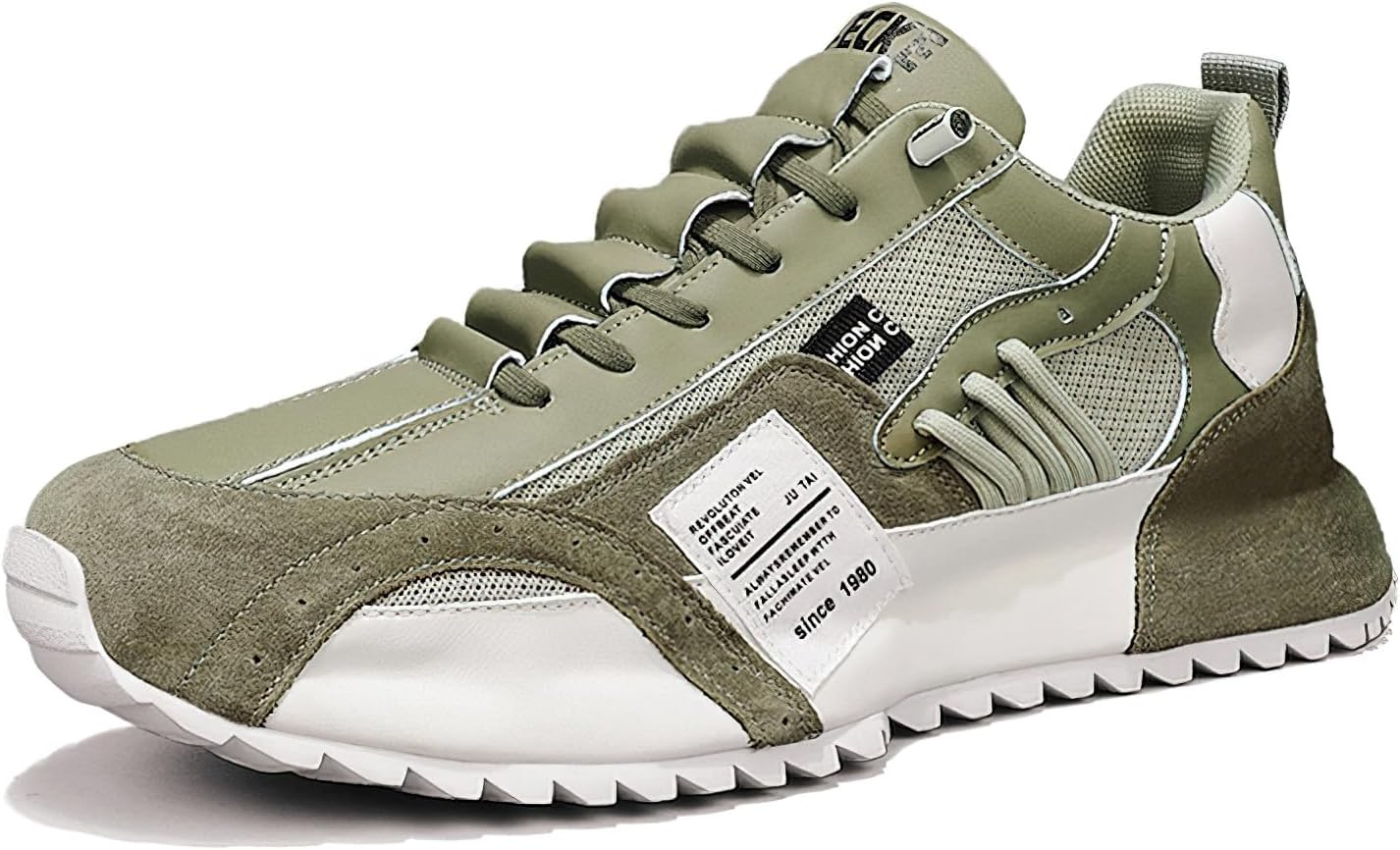 

Мужские повседневные спортивные кроссовки Exusiai с низким верхом, дышащий текстильный верх, круглый носок, для прогулок и бега на открытом воздухе, зеленый