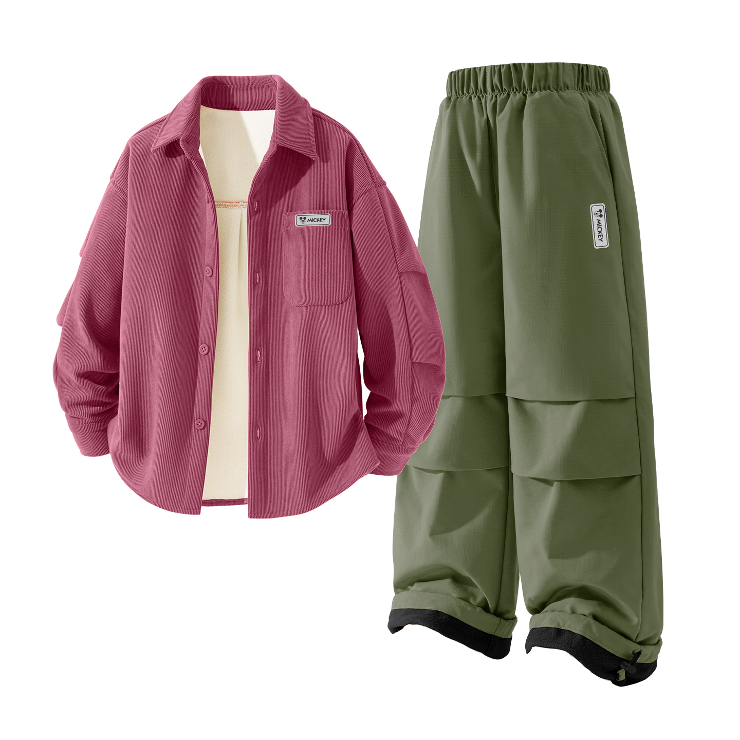 

Детская повседневная спортивная одежда Disney, розово-зеленый