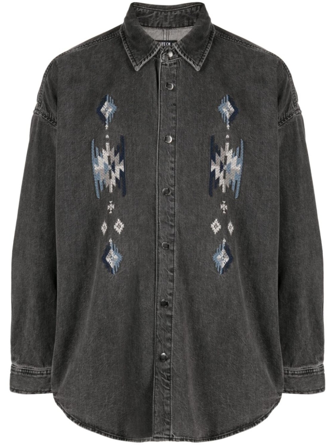

Five Cm embroidered denim shirt, серый
