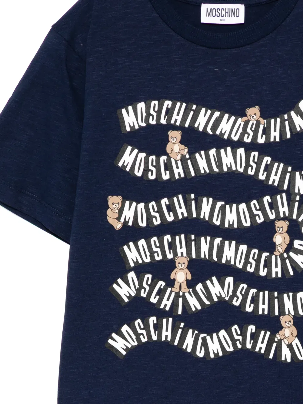 Футболка с принтом плюшевого мишки Moschino Kids, синий — фото 3
