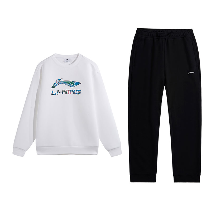 

Толстовка Li-Ning, комплект из 2 предметов, мужская, белый top+черный pants