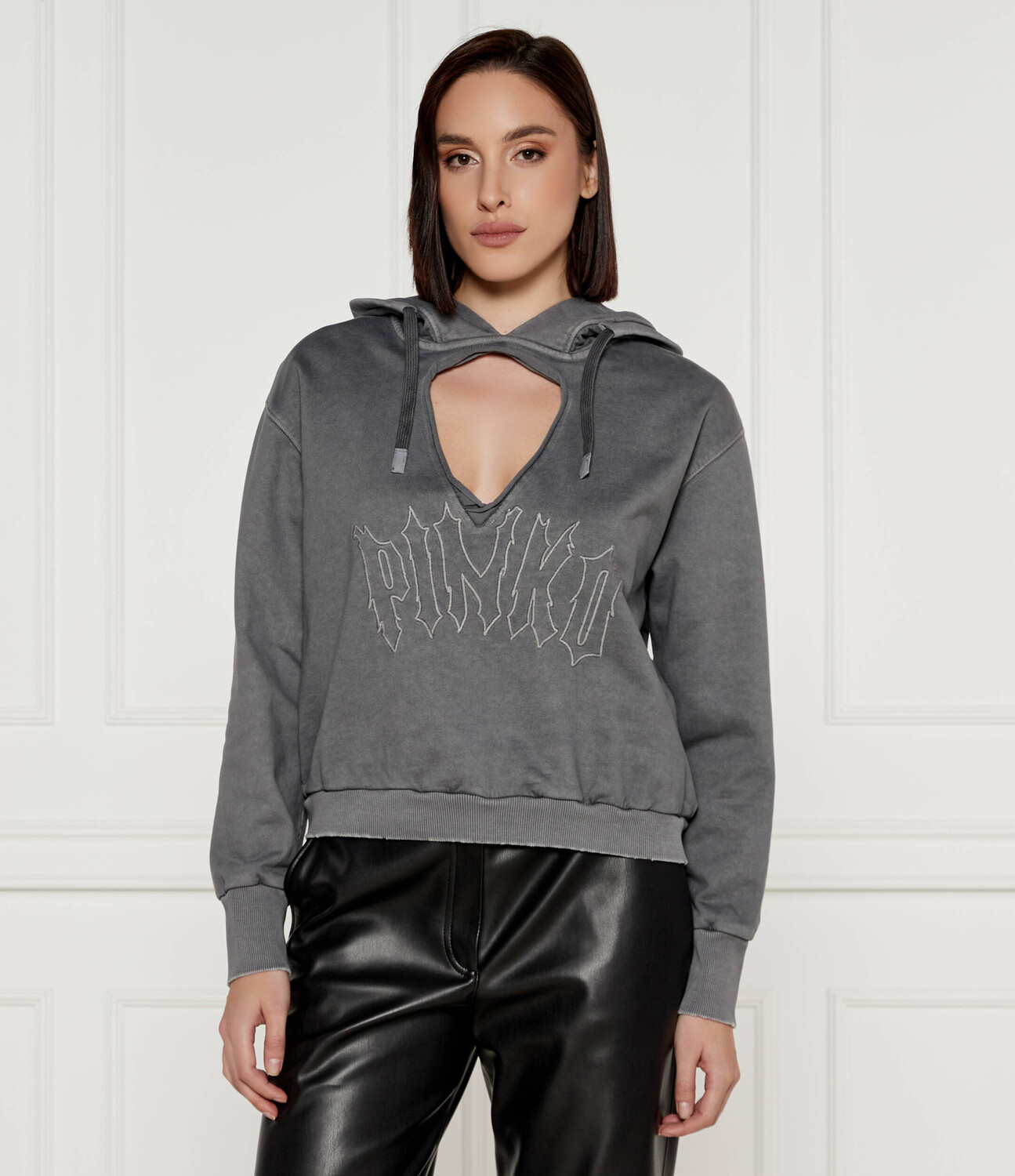 

Толстовка Pinko Cropped Fit, серебро
