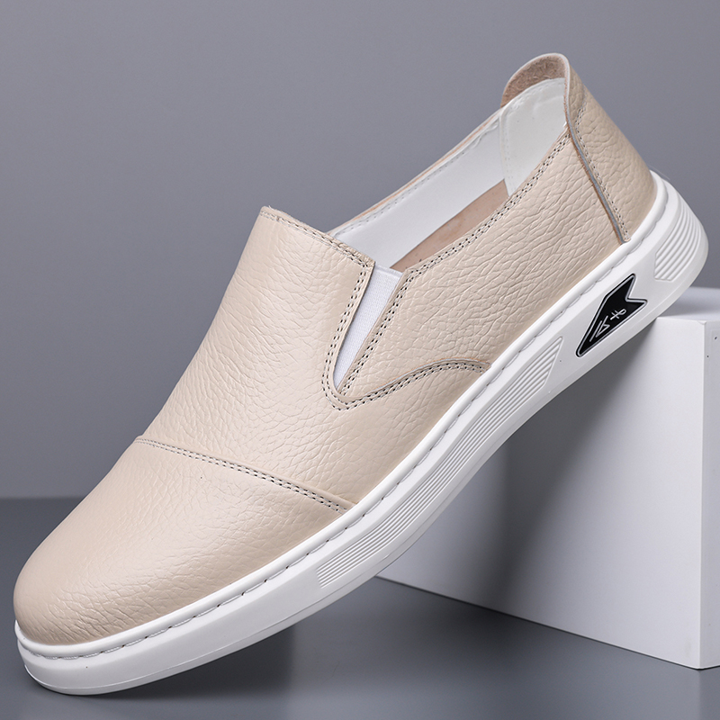 Dao Tu Sen Кеды Casual Leather First Valley мужские низкие черно-бело-желтые белые, цвет White-(M-8299) First Valley — фото 2