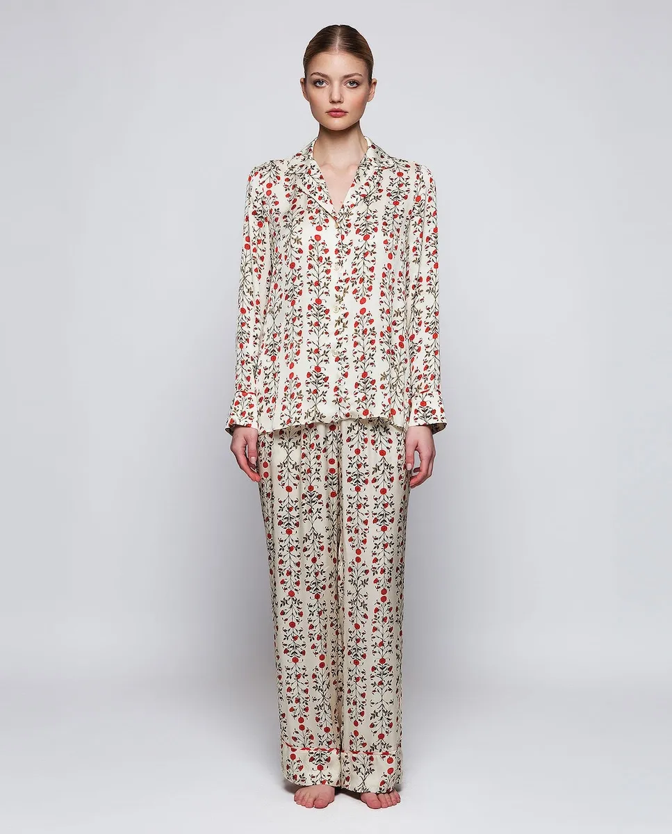 

Женская пижама с длинными штанами с цветочным принтом Mirto, бежевый