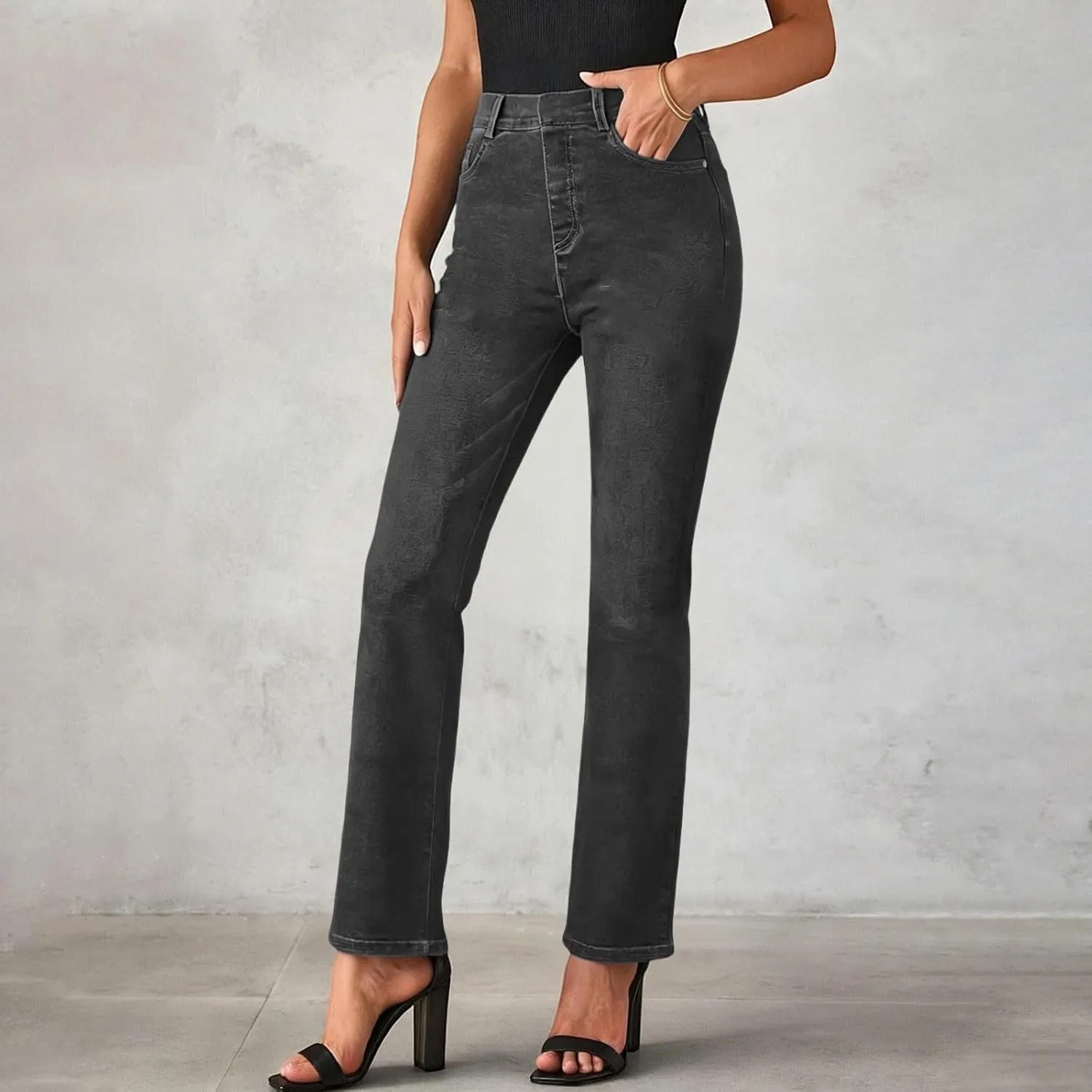 Джинсы, зауженные, Women's Denim Pants, черный — фото 2