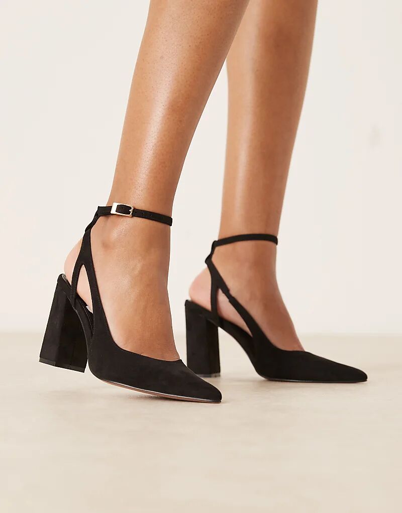 Туфли ASOS DESIGN Wide Fit с высоким блочным каблуком и узором пейсли, черные