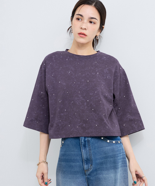 

Футболка с пайетками и стразами LE CERCLE par rope', темно-фиолетовый