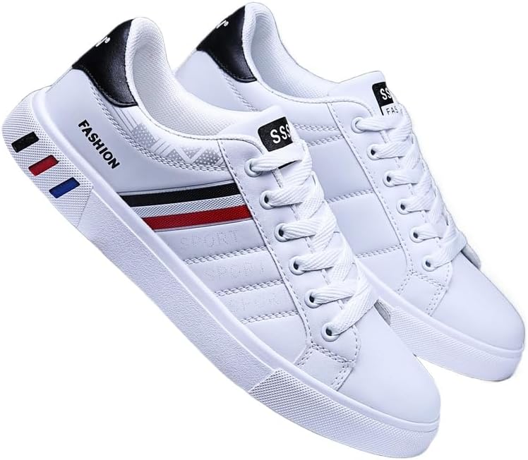 

Мужские модные кеды Fusecottc большого размера с низким верхом для скейтборда - удобные нескользящие шнурованные кроссовки, белый/красный