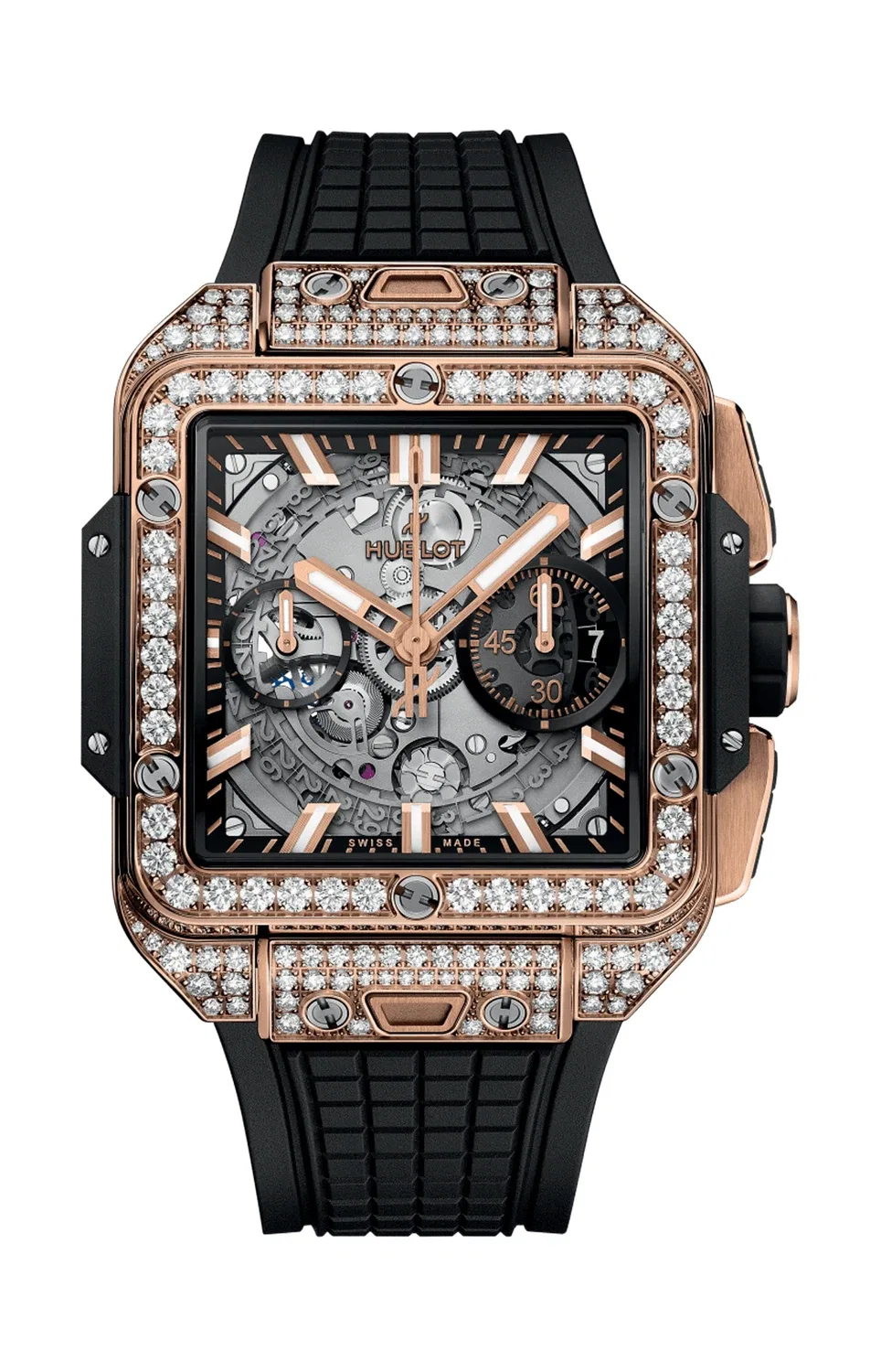 КВАДРАТНЫЙ BANG UNICO KING GOLD PAVÉ 42 ММ - 821.OX.0180.RX.1604 HUBLOT, золотой