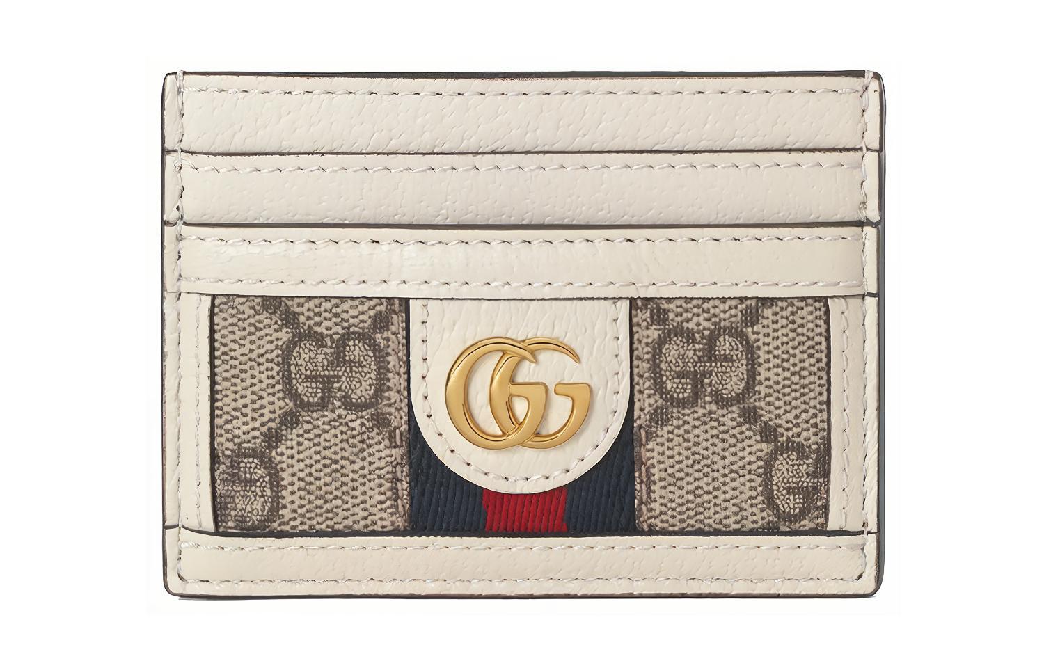 

Кардхолдер Ophidia Canvas With Leather женский Ebony, White GUCCI
