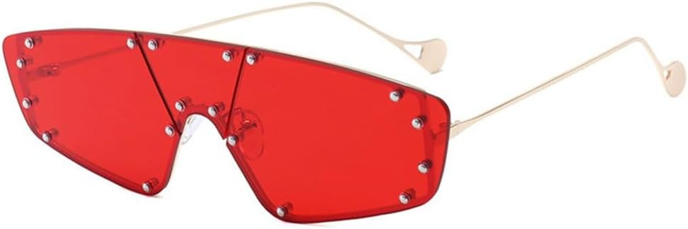 

Женские солнцезащитные очки в стиле стимпанк с плоской верхней частью, мужские ретро-очки с заклепками, солнцезащитные очки-маски с защитой от УФ-излучения UV400 Generic, Red