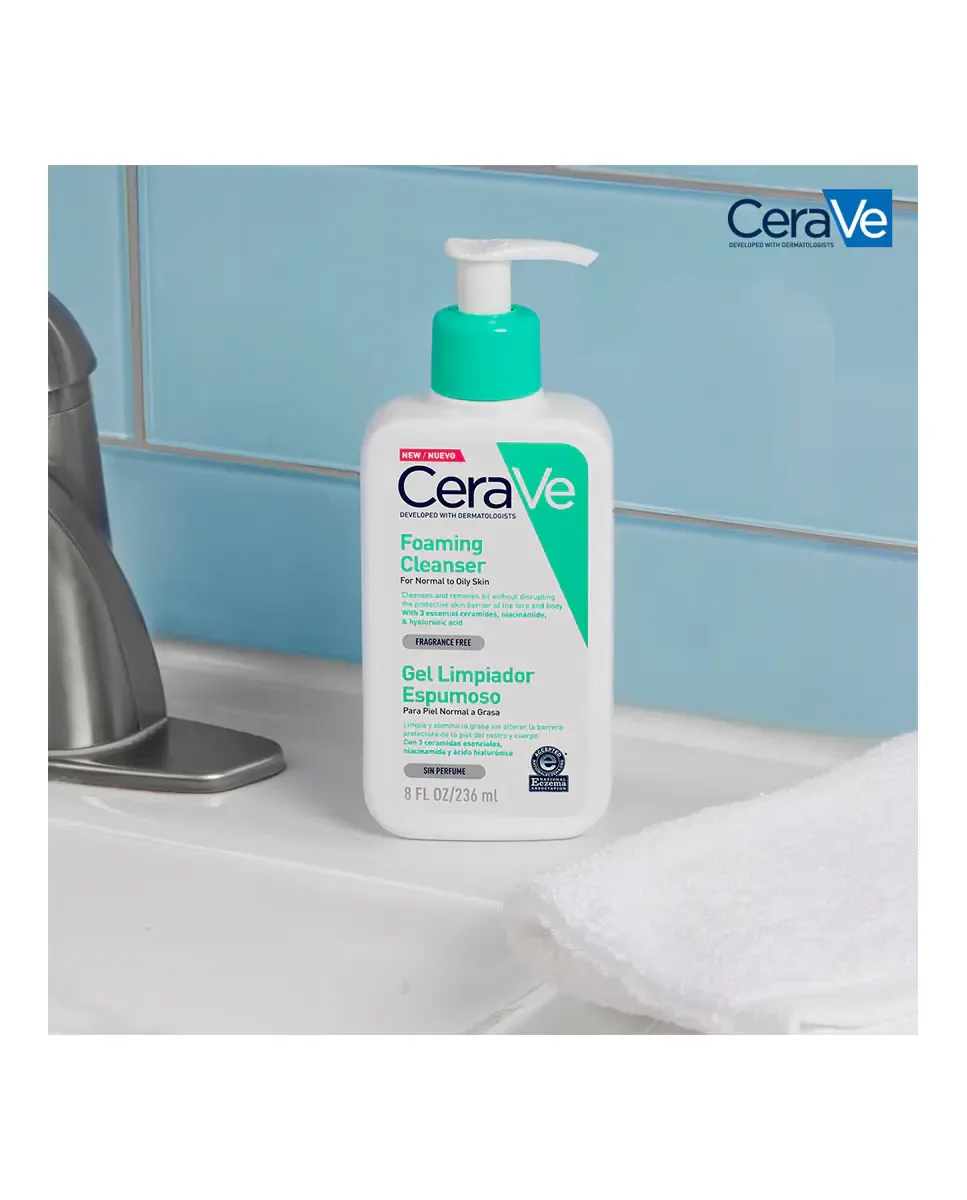 Гель для умывания CeraVe — Пенообразующий очищающий гель для нормальной и жирной кожи, обогащенный гиалуроновой — фото 2