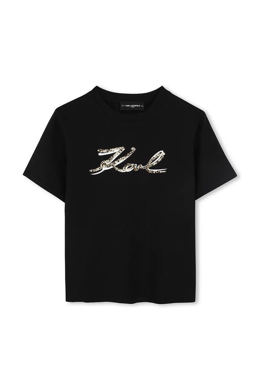 

Детская хлопковая футболка Karl Lagerfeld, черный