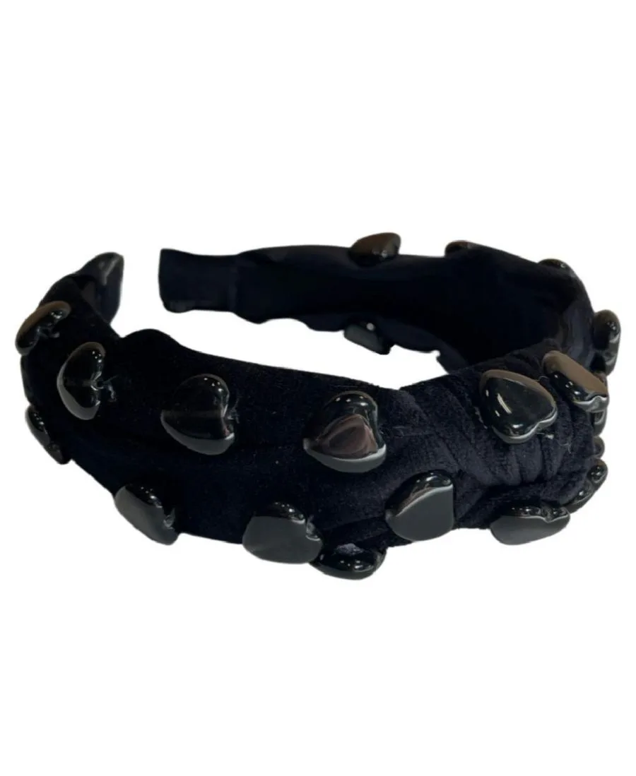 Headbands of Hope Традиционная повязка на голову из кварцевого камня с узлом - черная