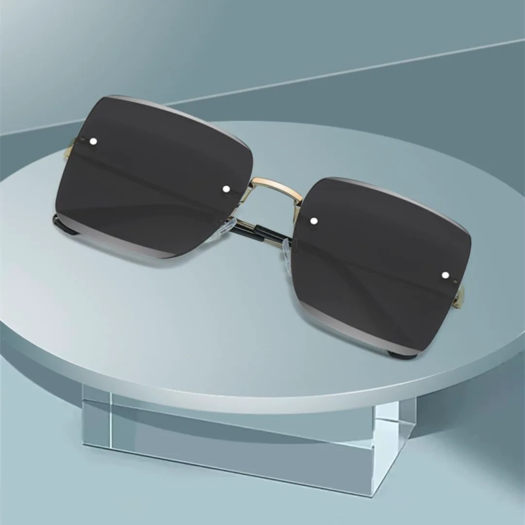 

Винтажные солнцезащитные очки без оправы для женщин, модные, большие, классические, с градиентным переходом цвета, защита от УФ-излучения UV400 TKKTLLT, C5