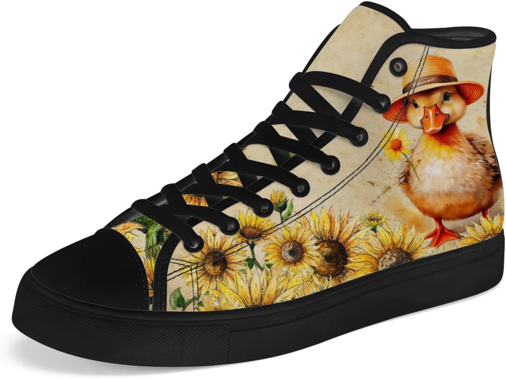 

Кеды на высокой подошве Chebing с уткой для мужчин и женщин, мультяшные кеды на высокой подошве, шнуровка, повседневная обувь, подарки для девушек и мальчиков, желтый