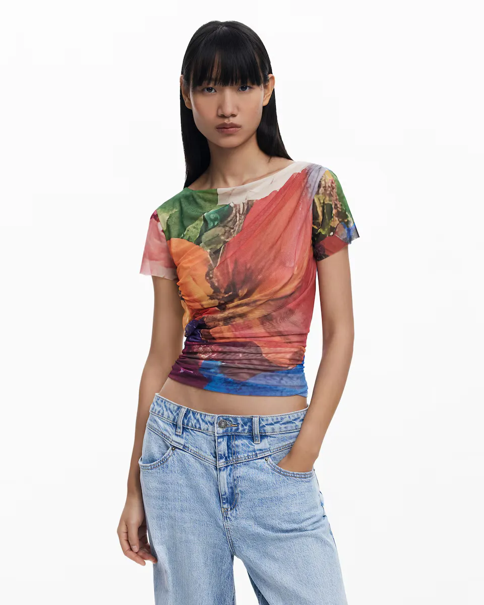 

Женская драпированная шифоновая футболка Desigual, оранжевый