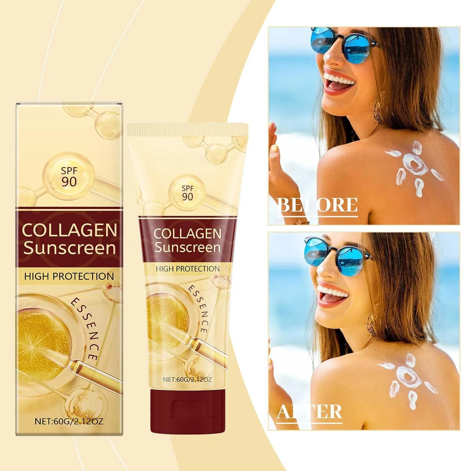 Солнцезащитный крем SPF50+ с коллагеном, Generic, 80 г — фото 4