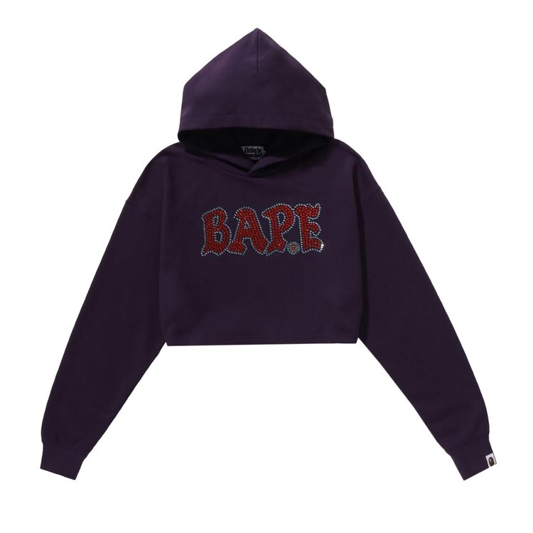 

Худи BAPE Crystal Stone Cropped Pullover Hoodie, фиолетовый