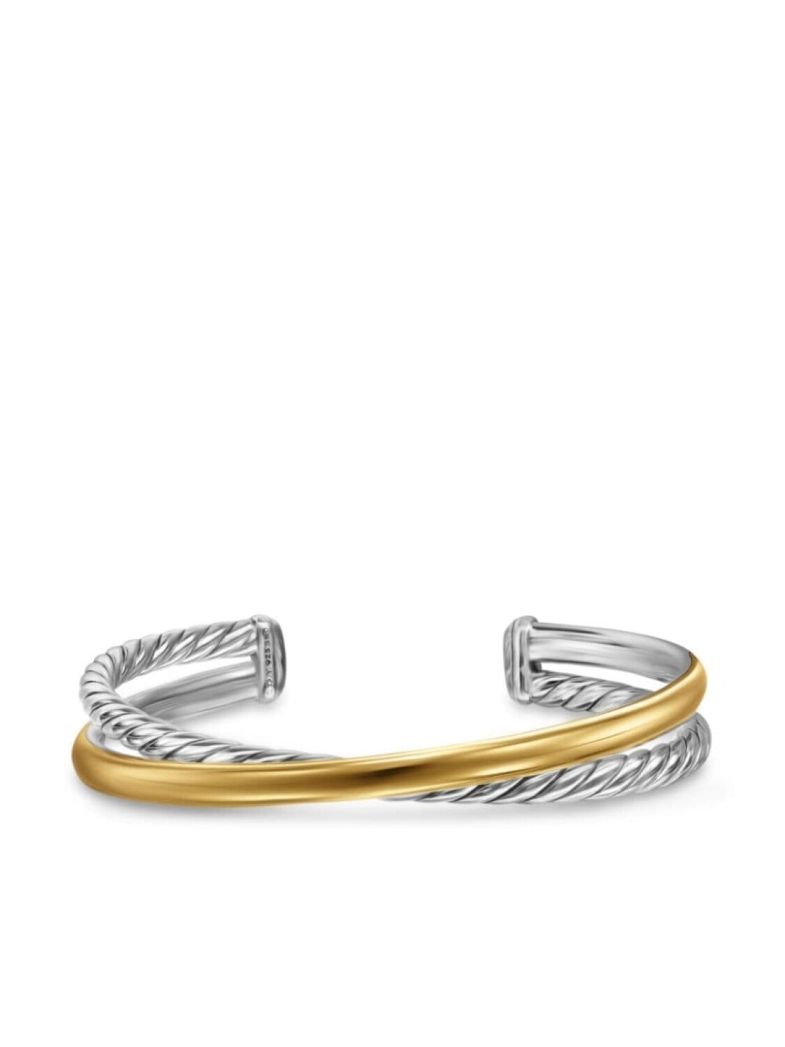 

Браслет-кафф Crossover Two Row из желтого золота David Yurman, серебряный