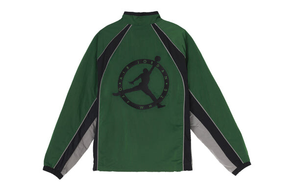 Куртка Air Jordan x OFF-WHITE Crossover Colorblock Stand Collar Loose logo Sports Jacket Asia Edition Green, зеленый — фото 2
