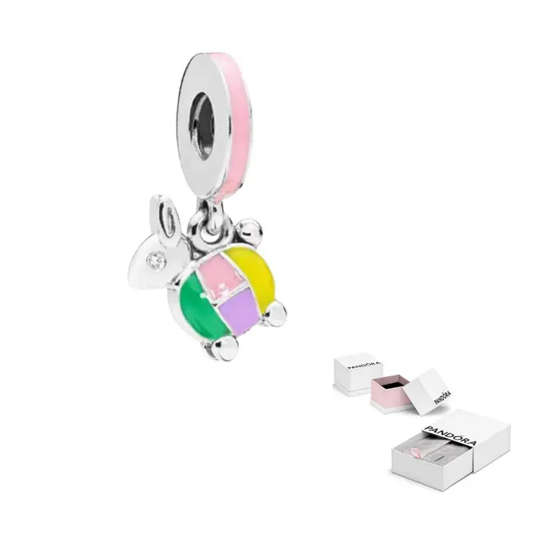 

Pandora 925 Silver квадратные циркониевые эмалевые подвески для женщин многоцветные