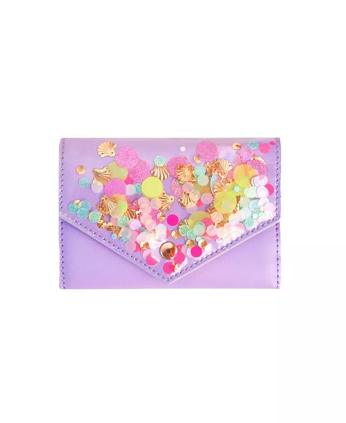 

Кошелек Shellebrate Confetti, стильный женский кошелек-визитница с отделением для монет и золотистой молнией — идеальный аксессуар для дамской сумочки или клатча Packed Party, фиолетовый