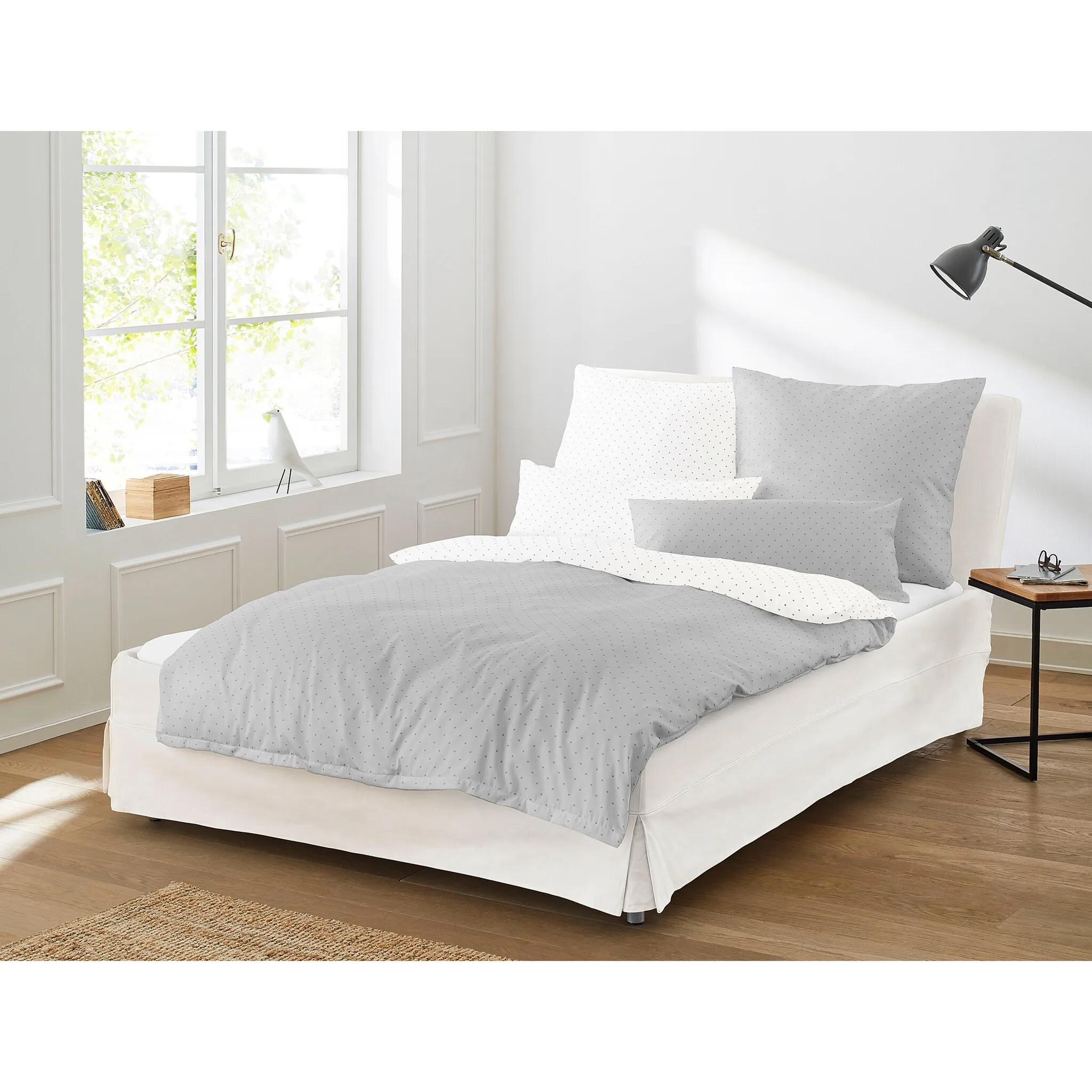 

Двустороннее постельное белье Irisette "Varia 8730 в качестве сатина Mako, 100% хлопок, постельное белье и наволочка на молнии, сатин с шелковистым блеском, в горошек, летнее постельное белье, можно использовать круглый год" (2 шт.), цвет schief...