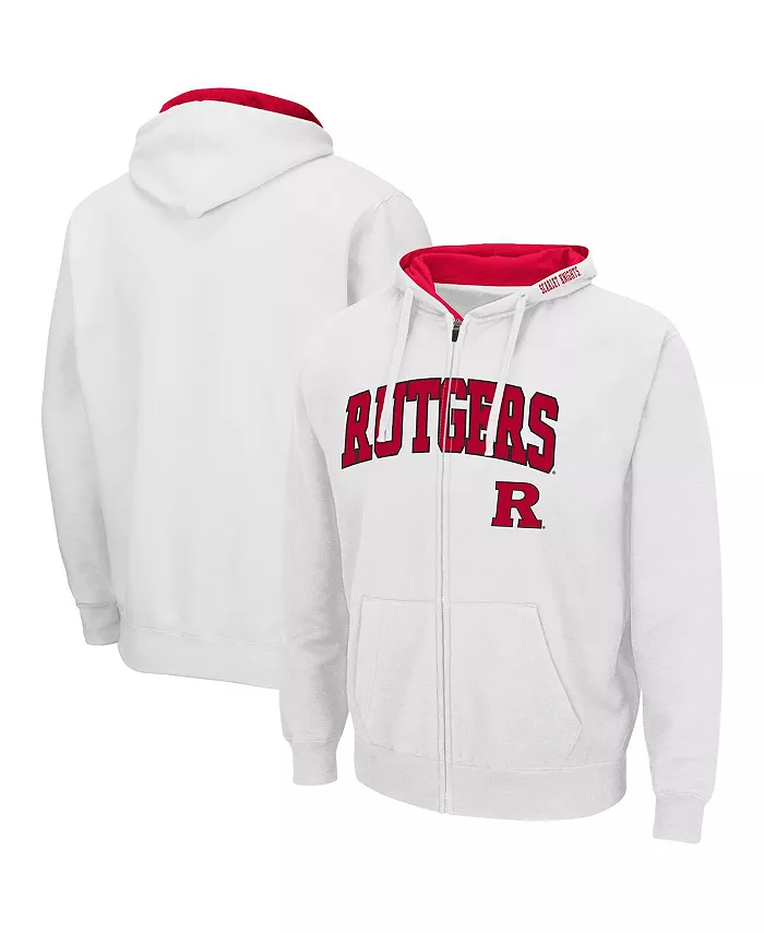 

Мужская толстовка Rutgers Scarlet Knights Arch & Logo 3.0 с молнией по всей длине Colosseum, белый