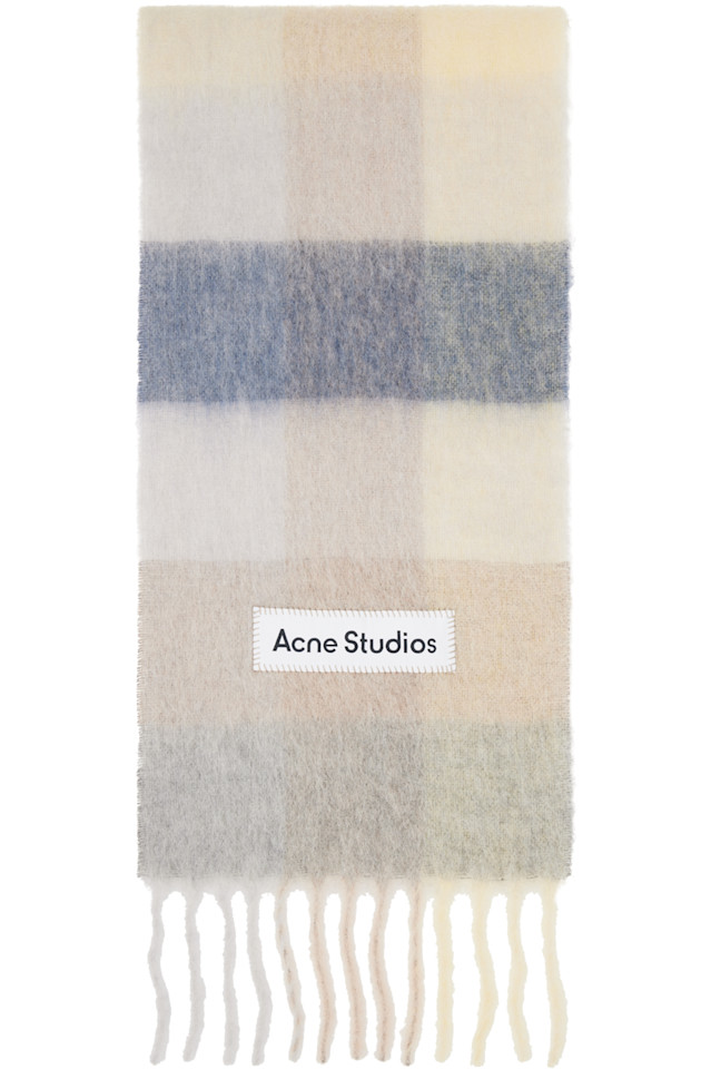 

Acne Studios Шарф в клетку из мохера цвета слоновой кости