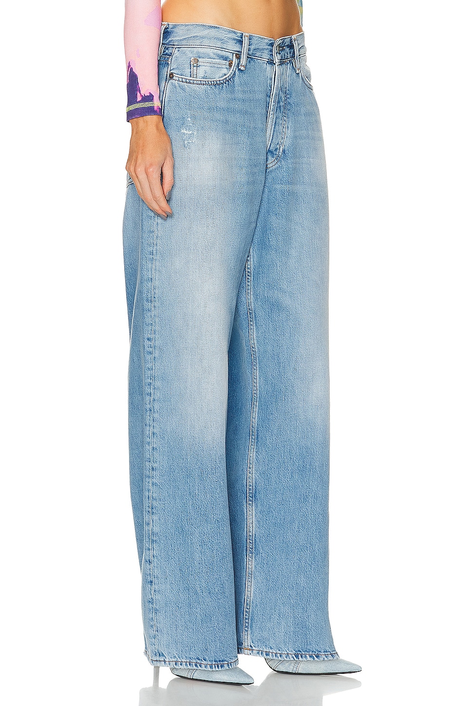 Низкие мешковатые джинсы с широкими штанинами Acne Studios, Light Blue — фото 2