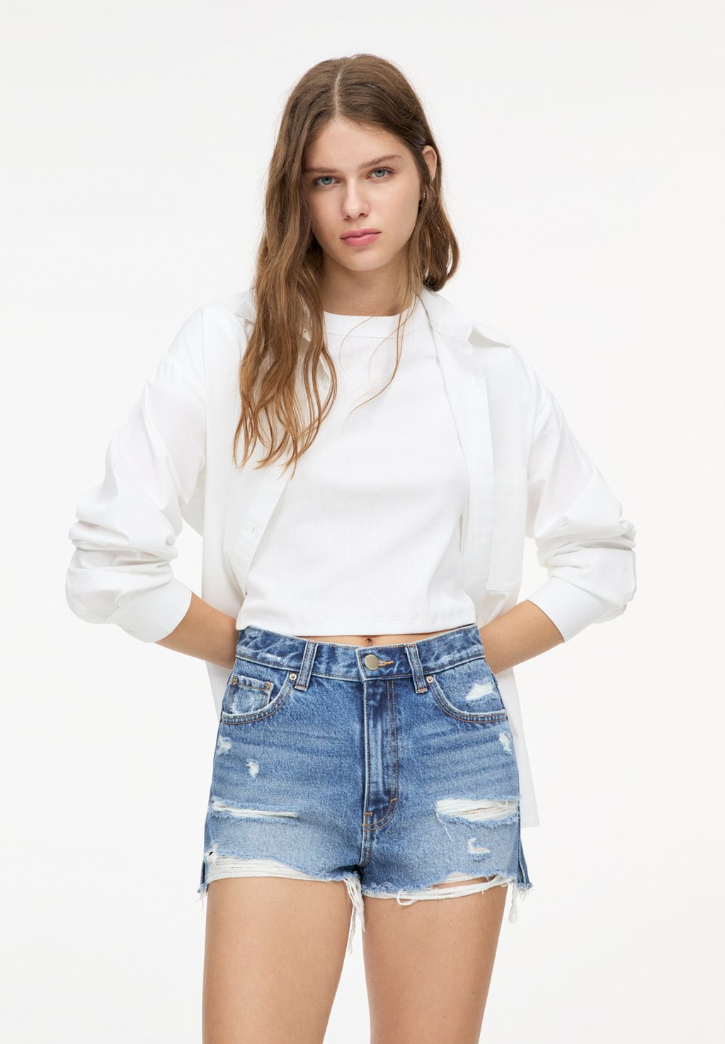 

Джинсовые шорты PULL&BEAR, цвет Blue Denim