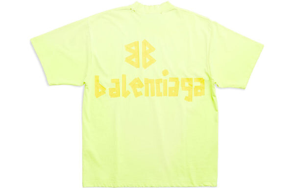 Футболка tape type t-shirt medium fit 'fluo yellow' Balenciaga, желтый — фото 2