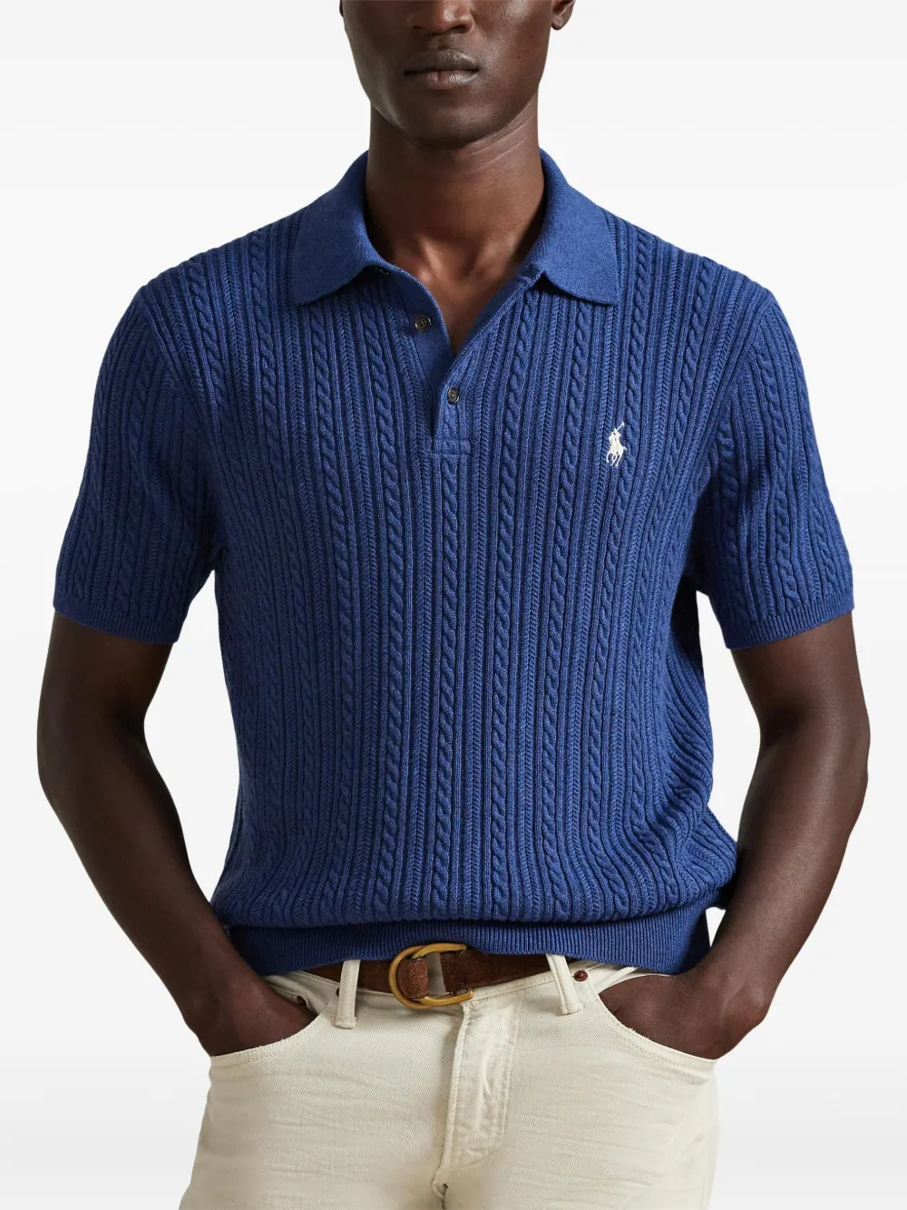 Рубашка поло фактурной вязки Polo Ralph Lauren, синий — фото 3