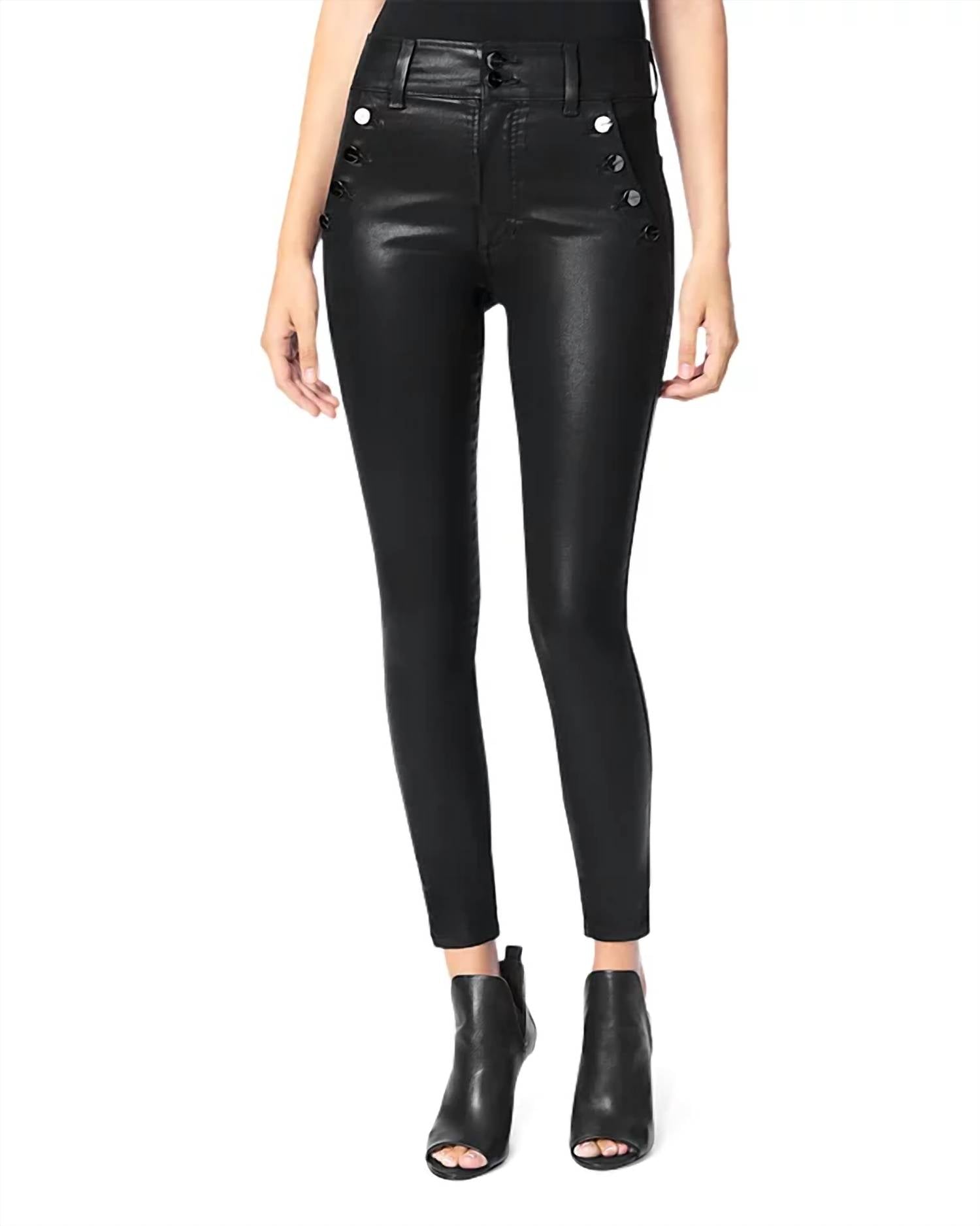 

Узкие кожаные брюки Georgia High Rise Button черного цвета JOE'S Jeans