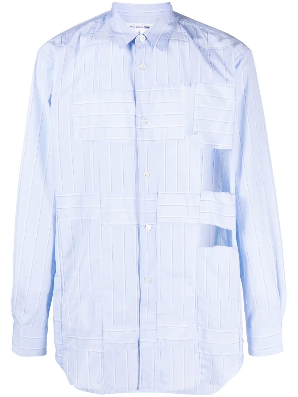 

Полосатая хлопковая рубашка с вырезами Comme Des Garçons Shirt, синий