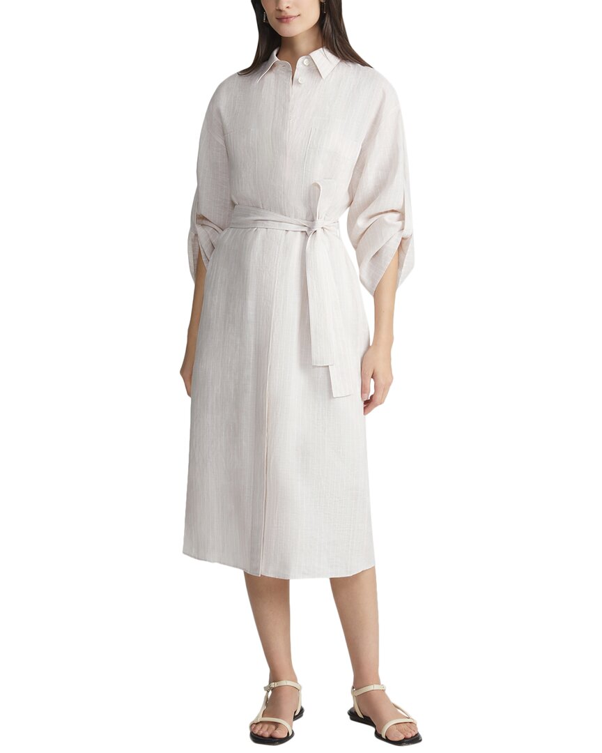 

Лафайетт 148 Нью-Йорк Рубашка-платье из льна с нашивкой на рукаве и накладным карманом Lafayette 148 New York, бежевый