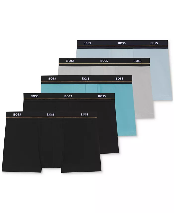 

Мужские базовые трусы 5 шт с логотипом на поясе Hugo Boss, мультиколор