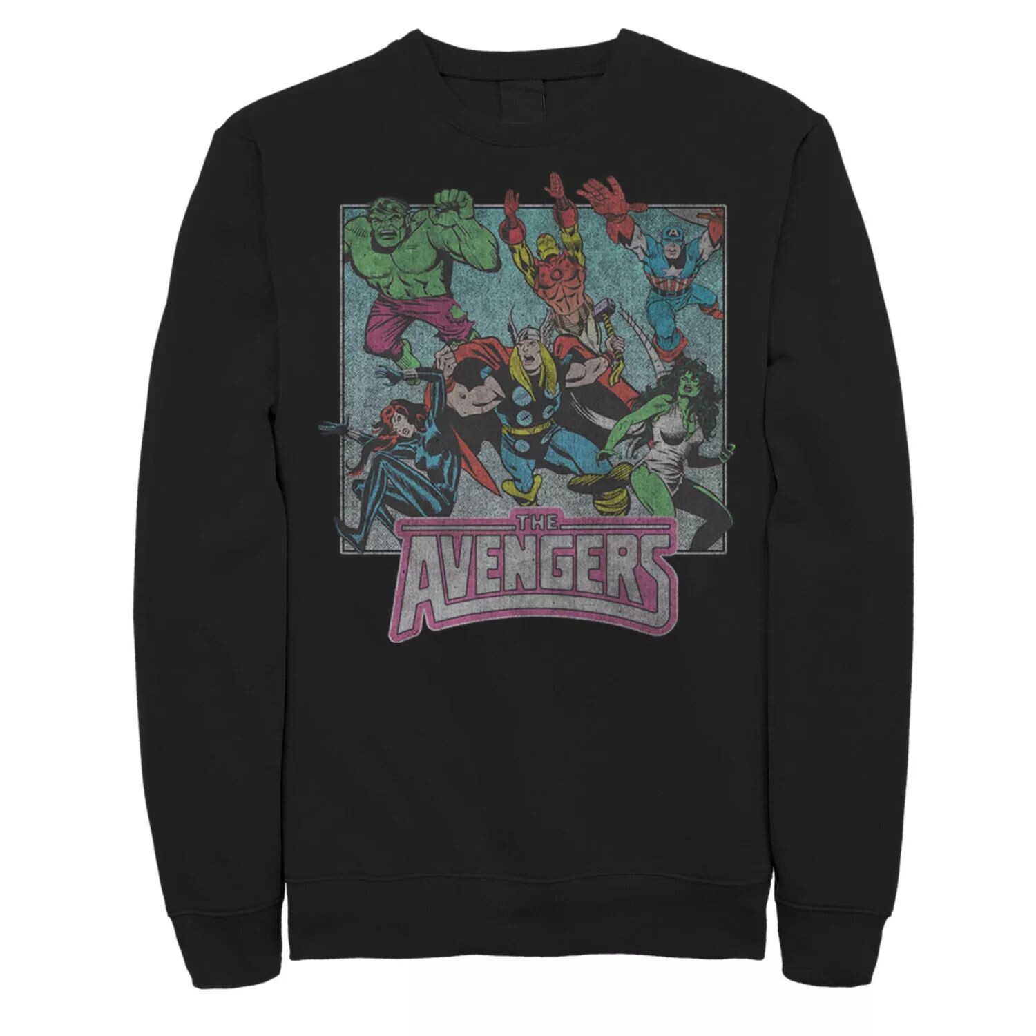 

Мужская потертая толстовка Classic Group Action Shot с изображением Marvel Avengers Licensed Character