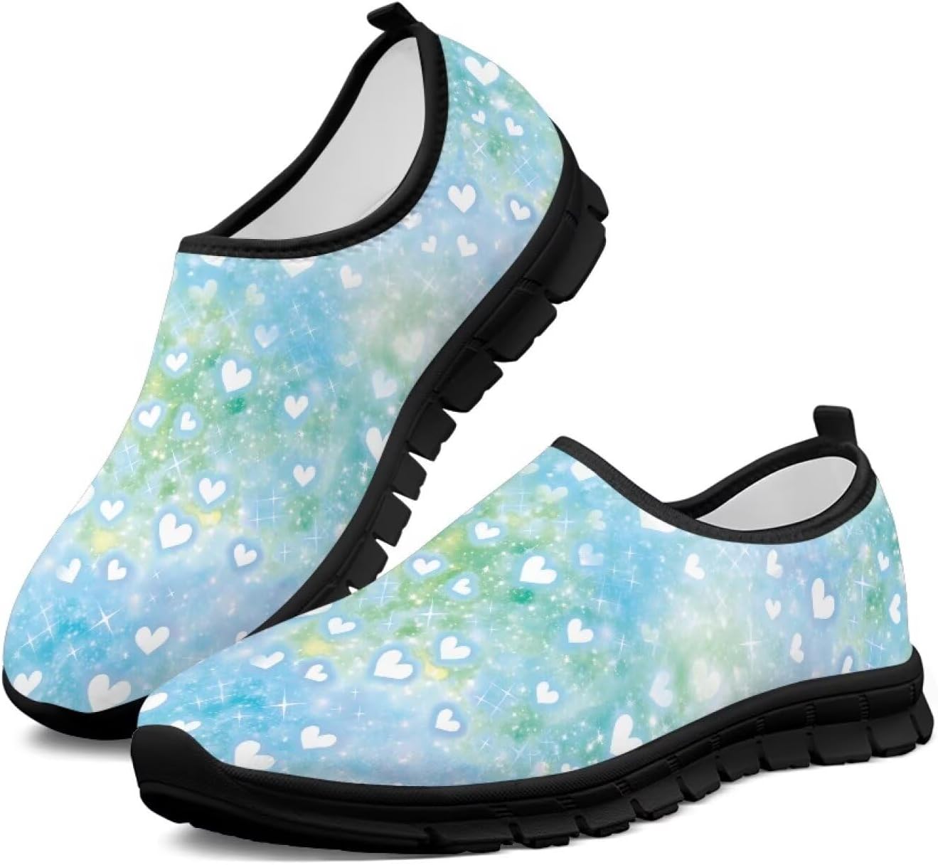 

Женские спортивные кроссовки без шнурков, дышащие, для ходьбы, бега, тенниса, тренировок, с нескользящей подошвой, широкая полнота, размер 5.5-13.5 Chririnla, Dreamy Galaxy Heart