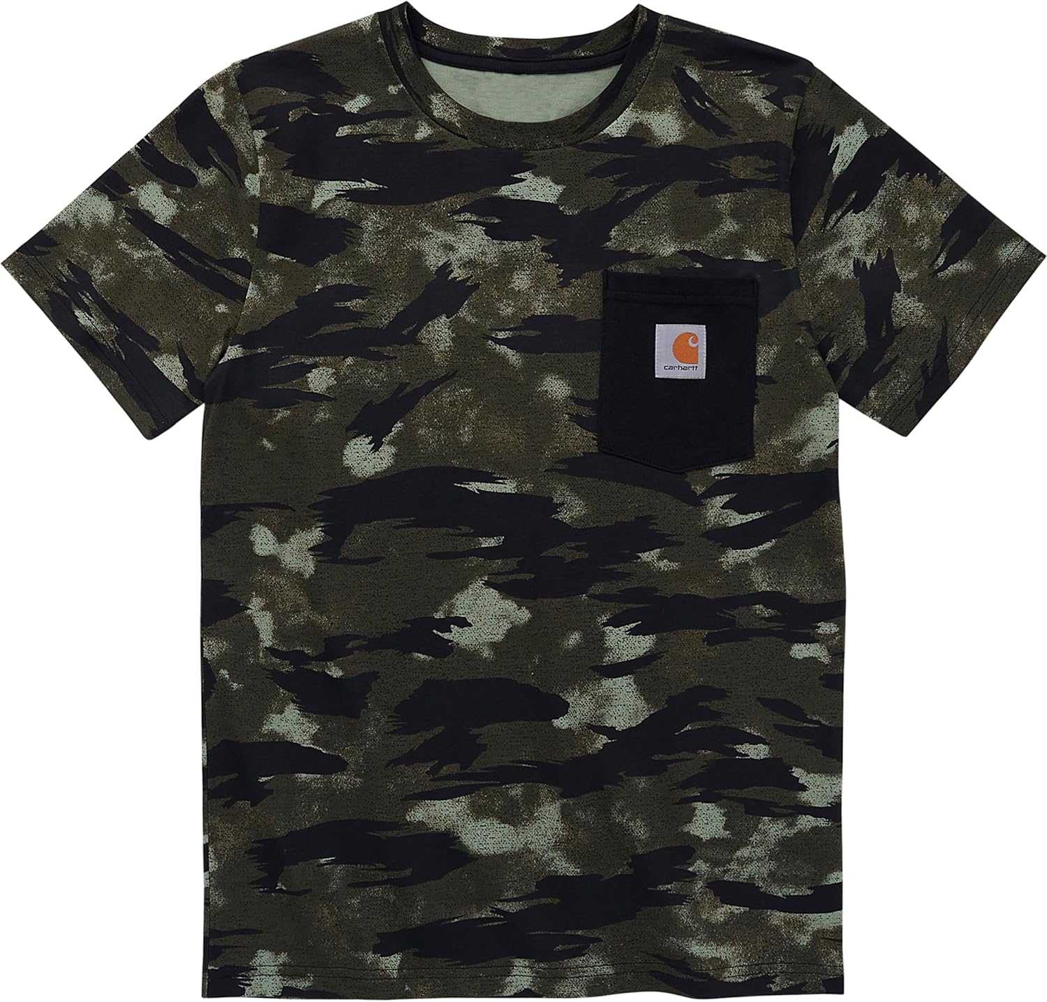 

Детская футболка Carhartt с коротким рукавом и карманом, Dark Green Camo, Зеленый, Детская футболка Carhartt с коротким рукавом и карманом, Dark Green Camo