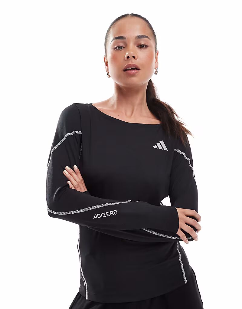 

Футболка с длинным рукавом Adidas performance Adizero btn running черного цвета