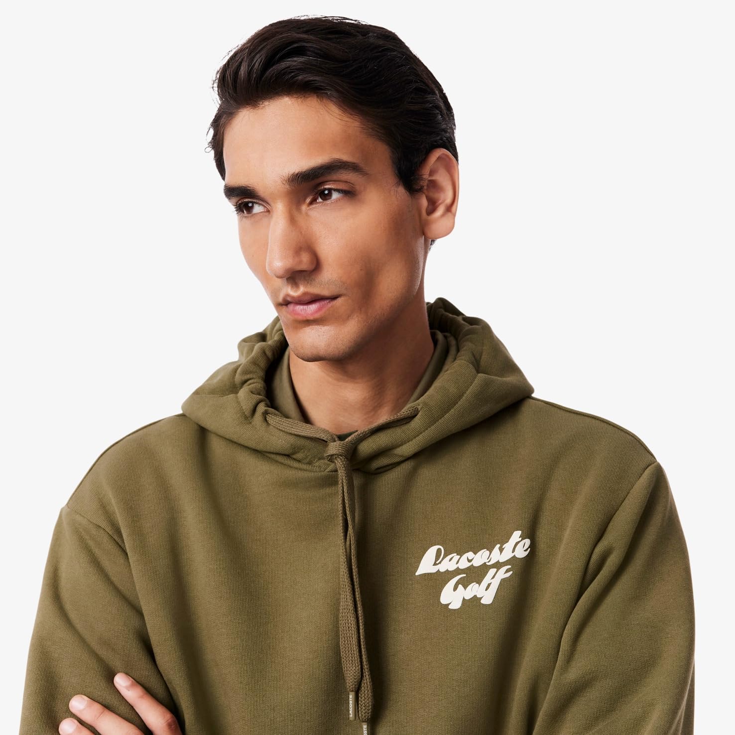 Мужская толстовка Lacoste (официальная) с принтом игрока на спине, зеленый — фото 3