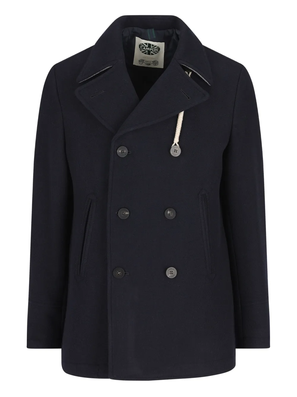 

Двубортное пальто-пиджак с отделкой в виде веревки Camplin, синий