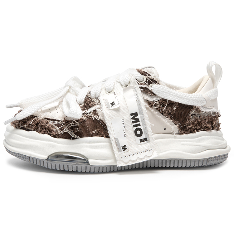 

MIO Юнисекс скейтборд кроссовки мидтоп серые кофе с белым, цвет Coffee/White