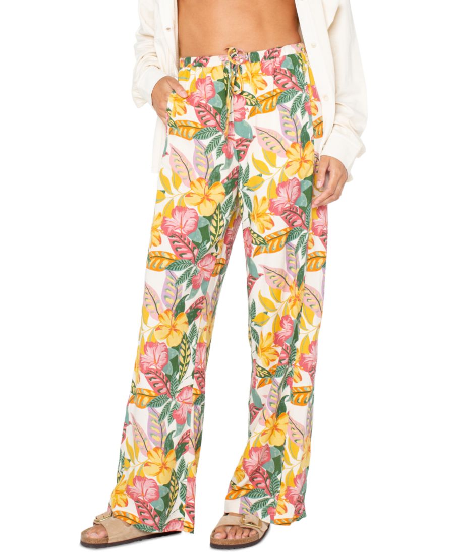 Детские брюки So Precious с цветочным принтом и завязками на талии Roxy, Egret Sangria Tropics — фото 2